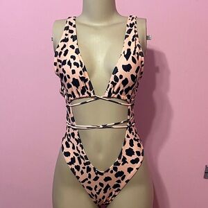 Leopard Print Cutout Swimsuit